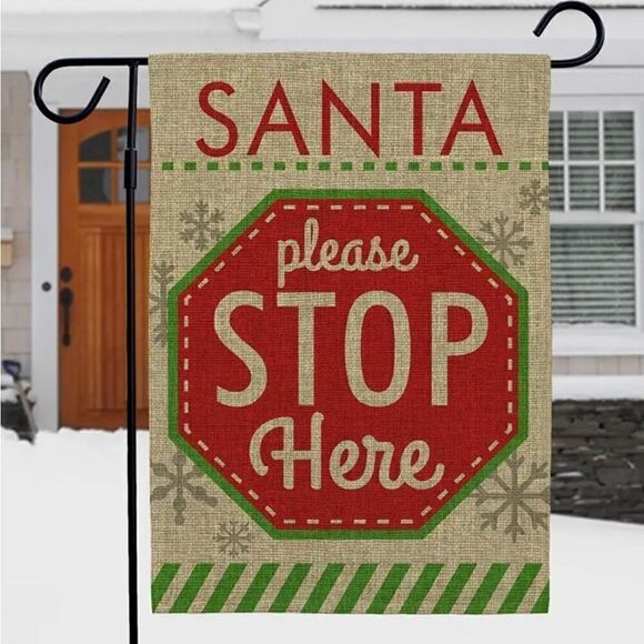 Brand New Merry Christmas Santa Please Stop Here Garden Flag - Picture 5 of 9